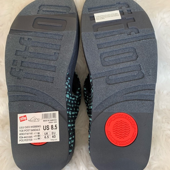 FITFLOP LULU GEO-Webbing aqua blue sandals in size 8.5 NIB NWT - Picture 9 of 9